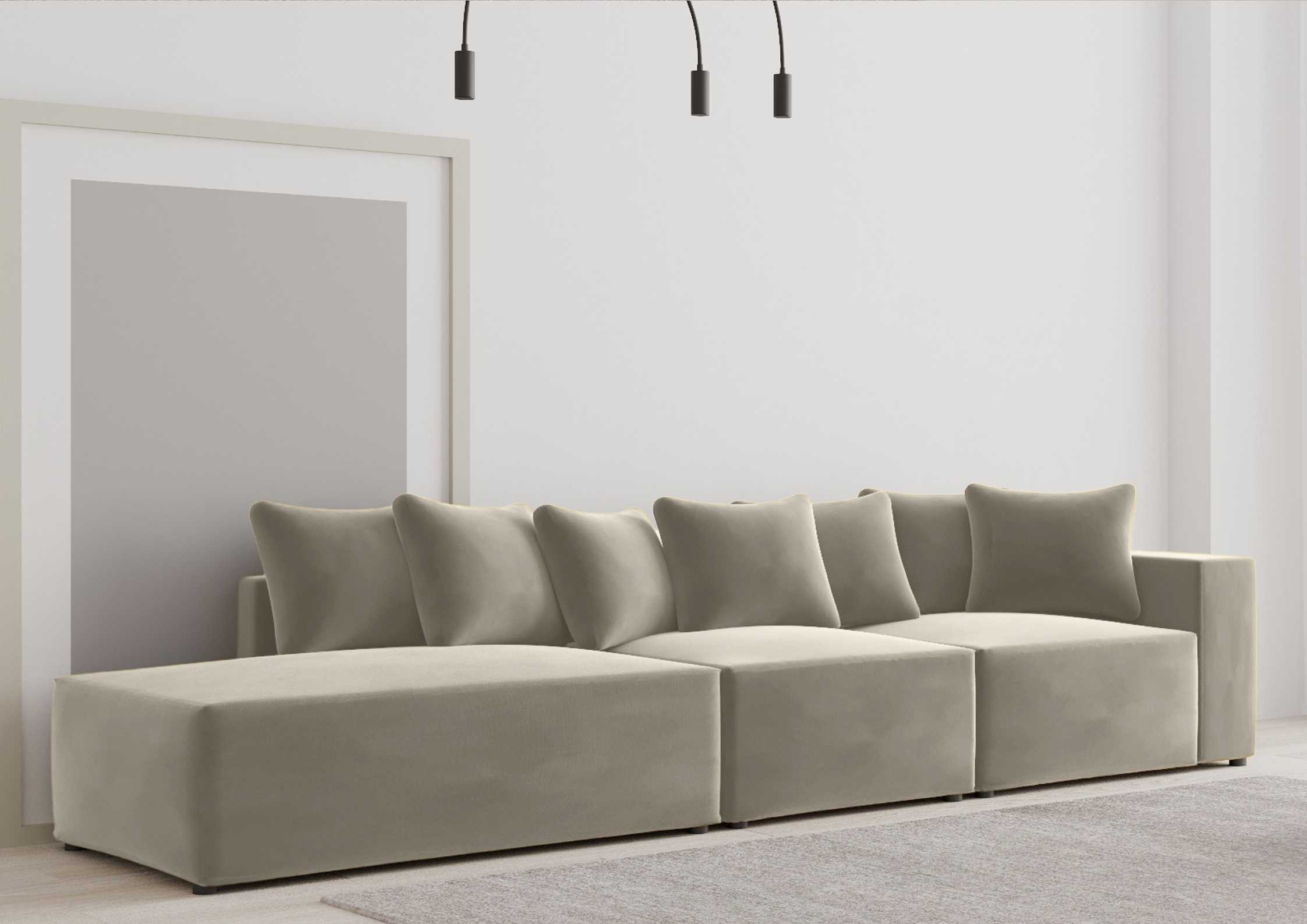 Loftowa sofa w kolorze beżowym
